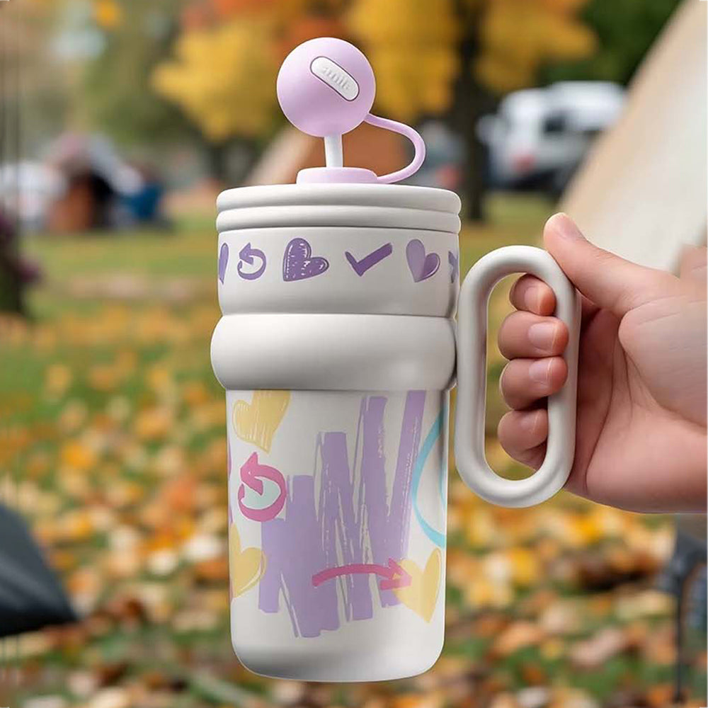 Cream Pastel XOXO series, Stainless Steel Tumbler and Water Bottle for Kids & Adults, 540ml