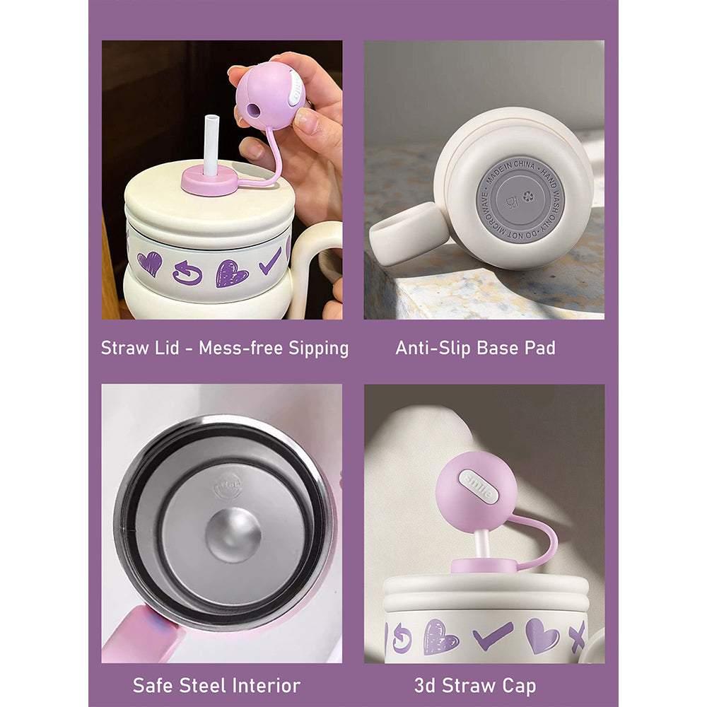 Cream Pastel XOXO series, Stainless Steel Tumbler and Water Bottle for Kids & Adults, 540ml