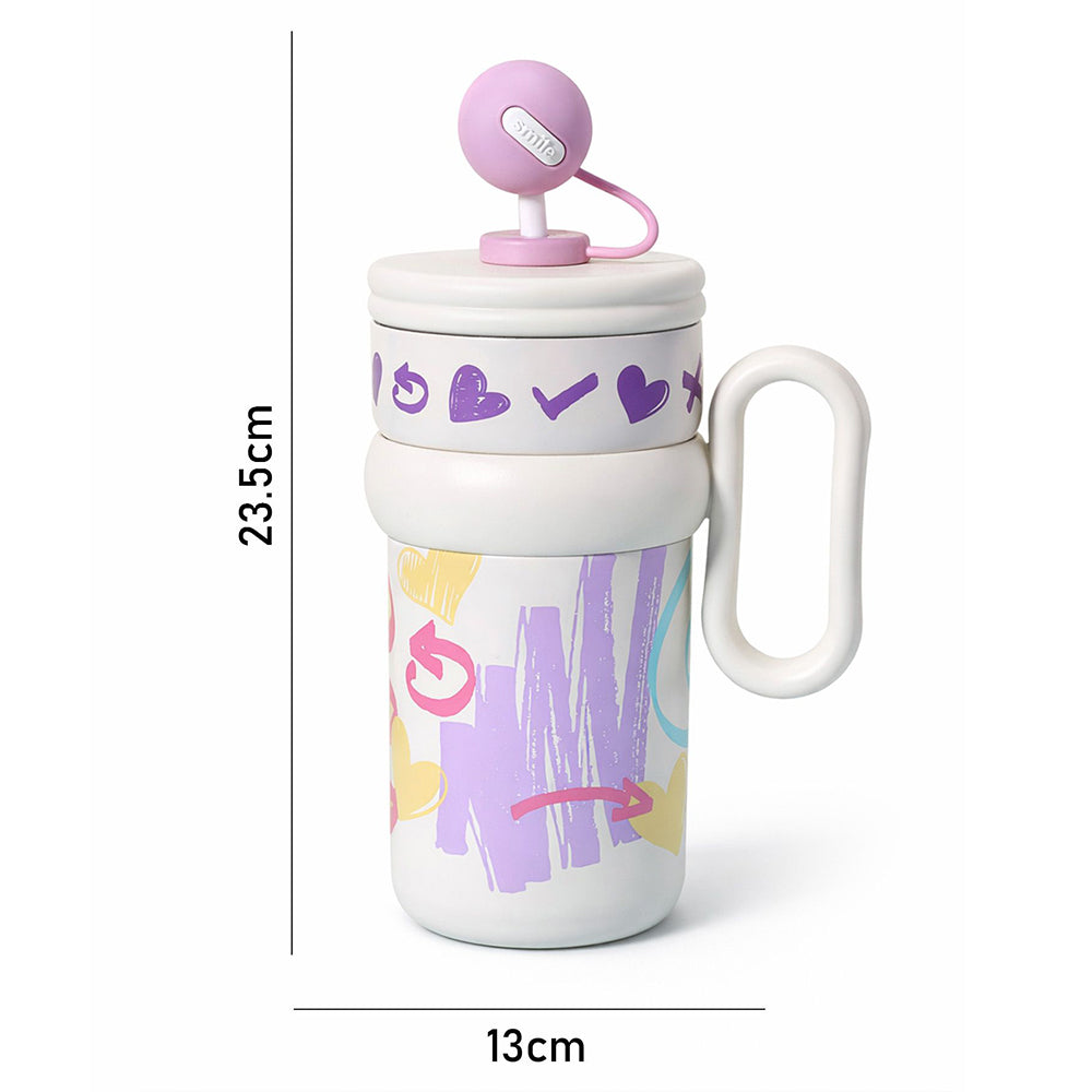 Cream Pastel XOXO series, Stainless Steel Tumbler and Water Bottle for Kids & Adults, 540ml