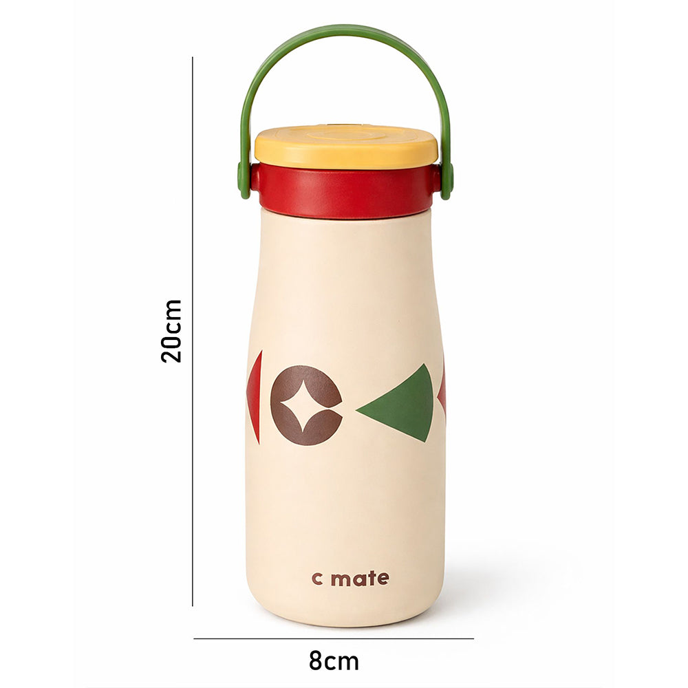 Cream & Red pattern Moo series insulated thermos Bottle with detachable filter for Kids and Adults, 600ml