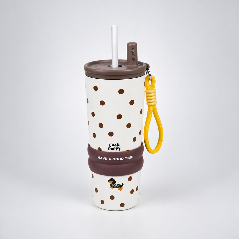 Dachshund & Dots, Good Time Series, Stainless Steel Tumbler and Water Bottle for Kids & Adults, 710ml