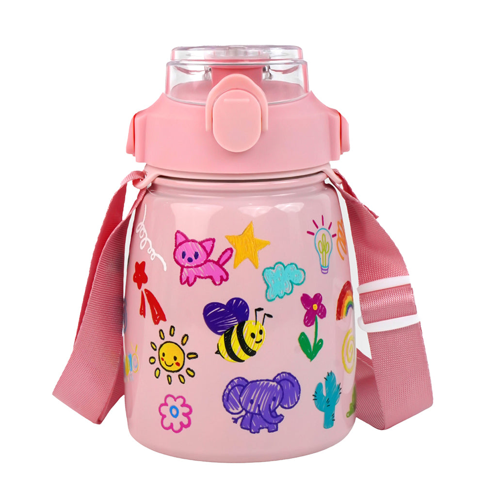 Pink Draw Art theme Belly Bottle, 900ml