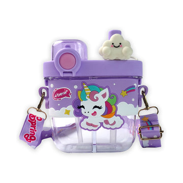 Dual Beverage compartment, Purple Unicorn Tritan Kids Water Bottle, 580ml, 2yrs +