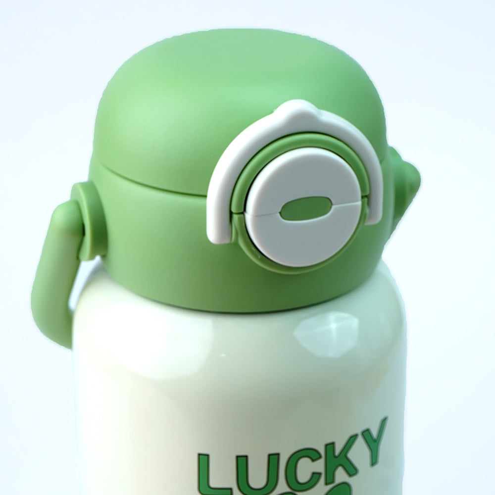 Green checks Labubu with Matching Cover Stainless Steel Water Bottle for Kids,500 ml