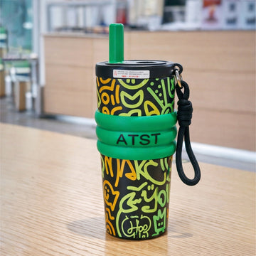 Green Doodle Fluroscent series Stainless Steel Tumbler and Water Bottle for Kids and Adults,550ml