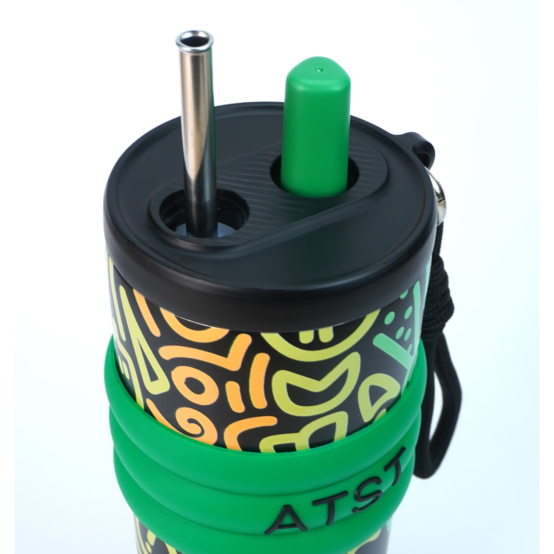 Green Doodle Fluroscent series Stainless Steel Tumbler and Water Bottle for Kids and Adults,550ml