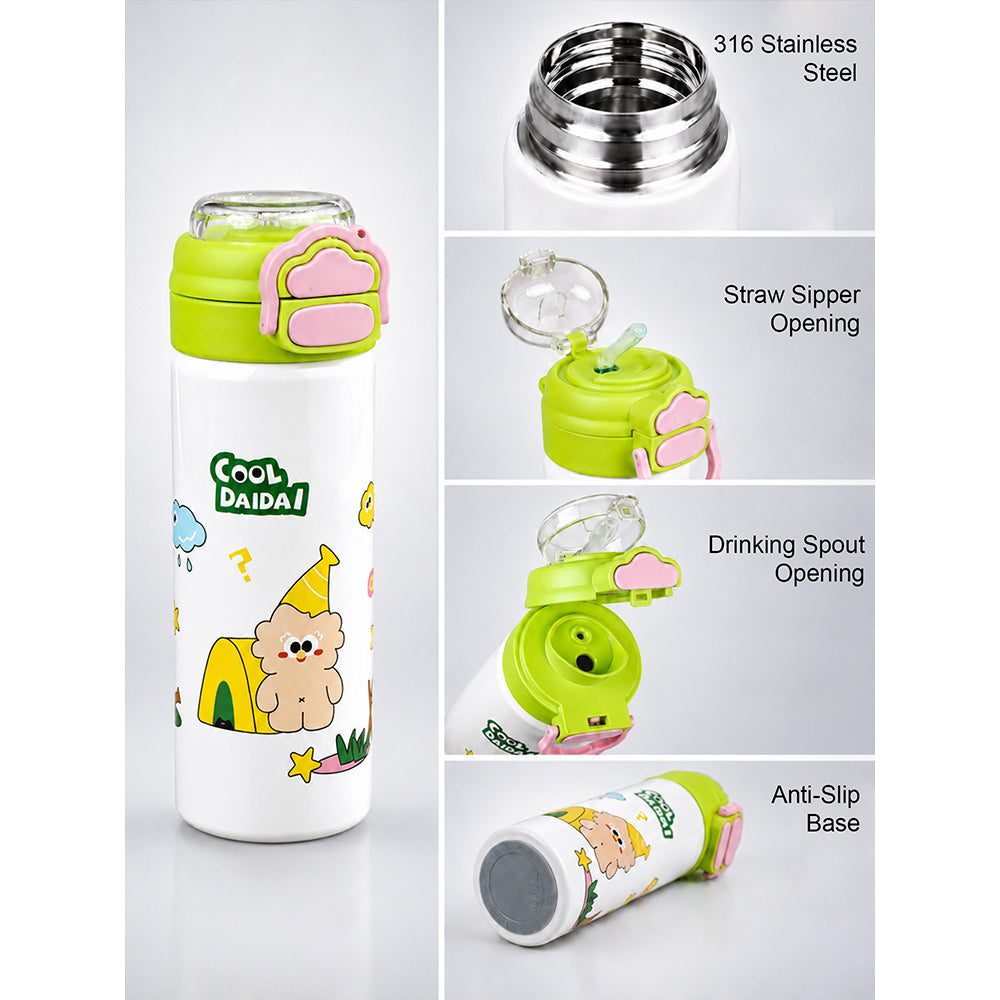Green Lid, Camping Buddy Series, Stainless Steel Water Bottle for Kids, 700ml