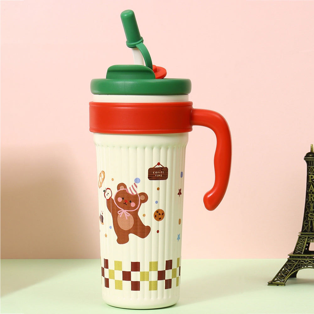 Green Lid, Party Teddy, Twilight Tumbler  Series, Stainless Steel Tumbler and Water Bottle for Teens and Adults, 750 ml