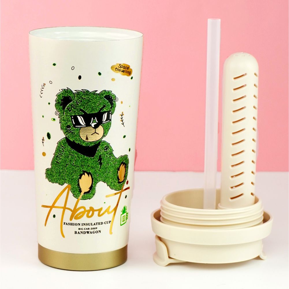 Shiny Green Ted Stainless Steel premium Insulated Detox Infuser Bottle with Tea and Fruit Infuser attachment, 520ml