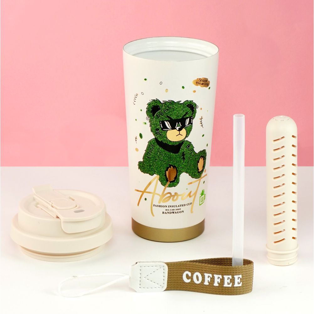 Shiny Green Ted Stainless Steel premium Insulated Detox Infuser Bottle with Tea and Fruit Infuser attachment, 520ml