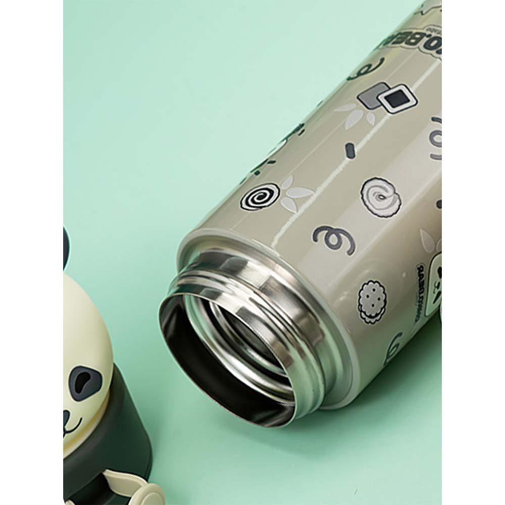 Grey Panda Head Stainless Steel Thermos Water Bottle, 350 ml