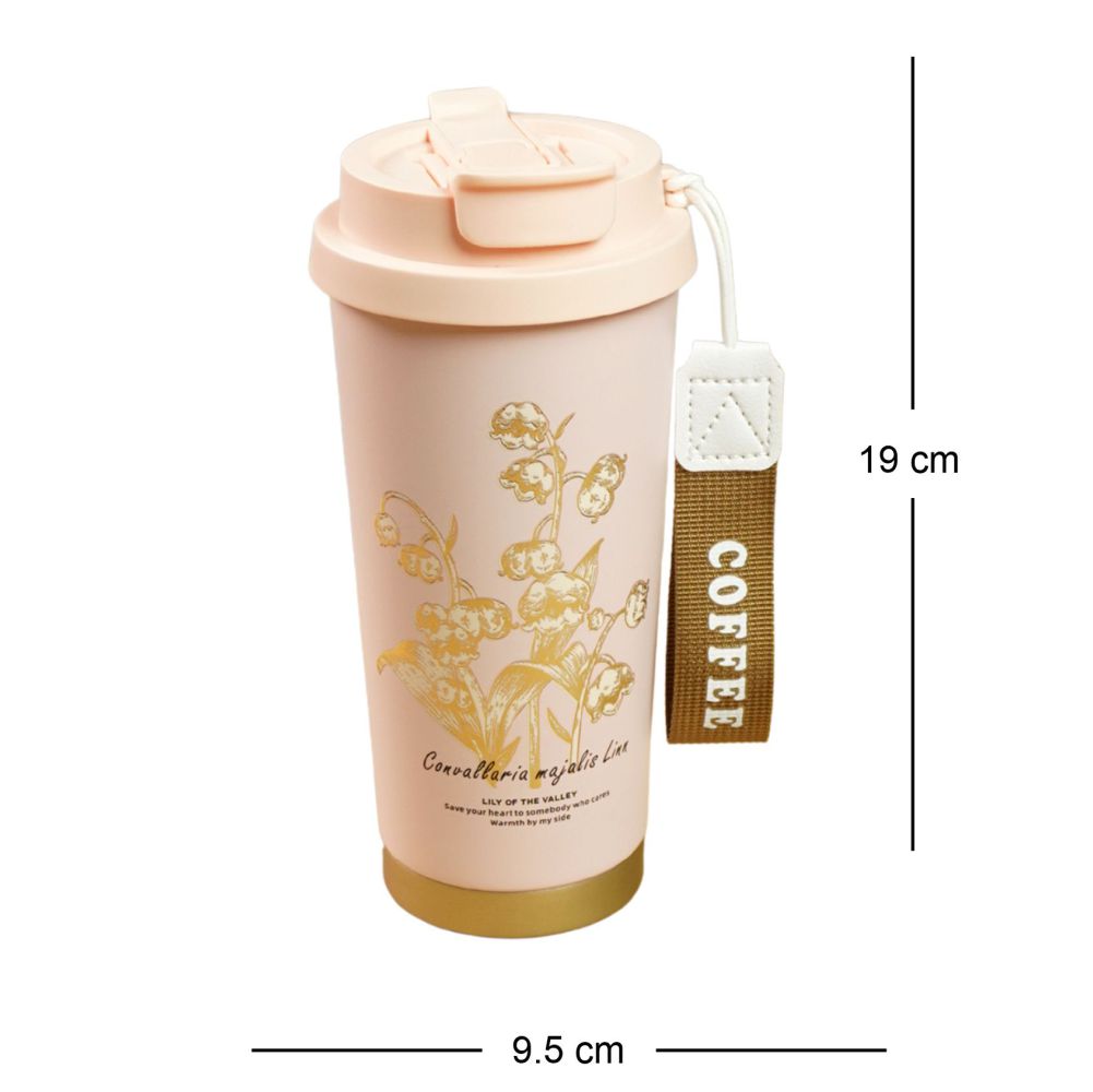Lily Pink Stainless Steel premium Insulated Detox Infuser Bottle with Tea and Fruit Infuser attachment, 520ml