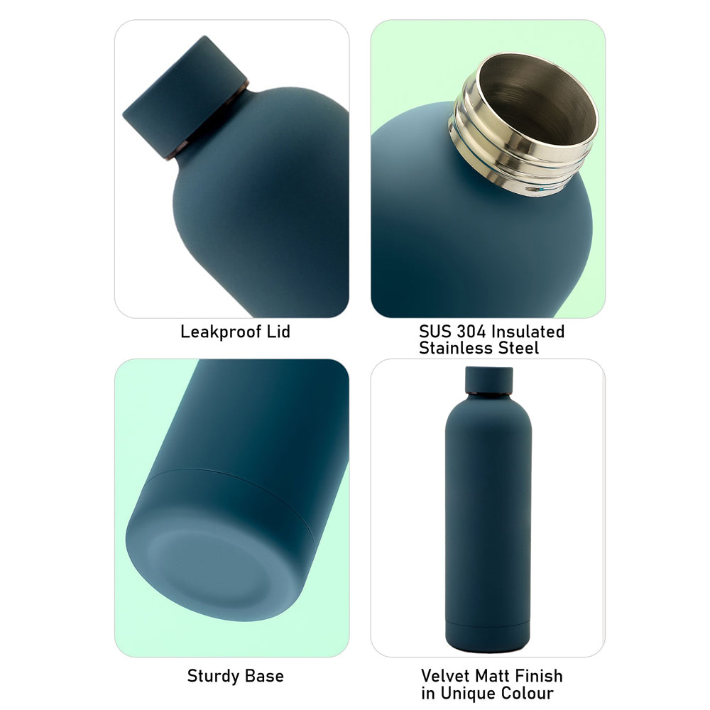 Midnight Blue Matt Finish Premium Stainless steel Bottle for Office, Gym and School, 1000ML