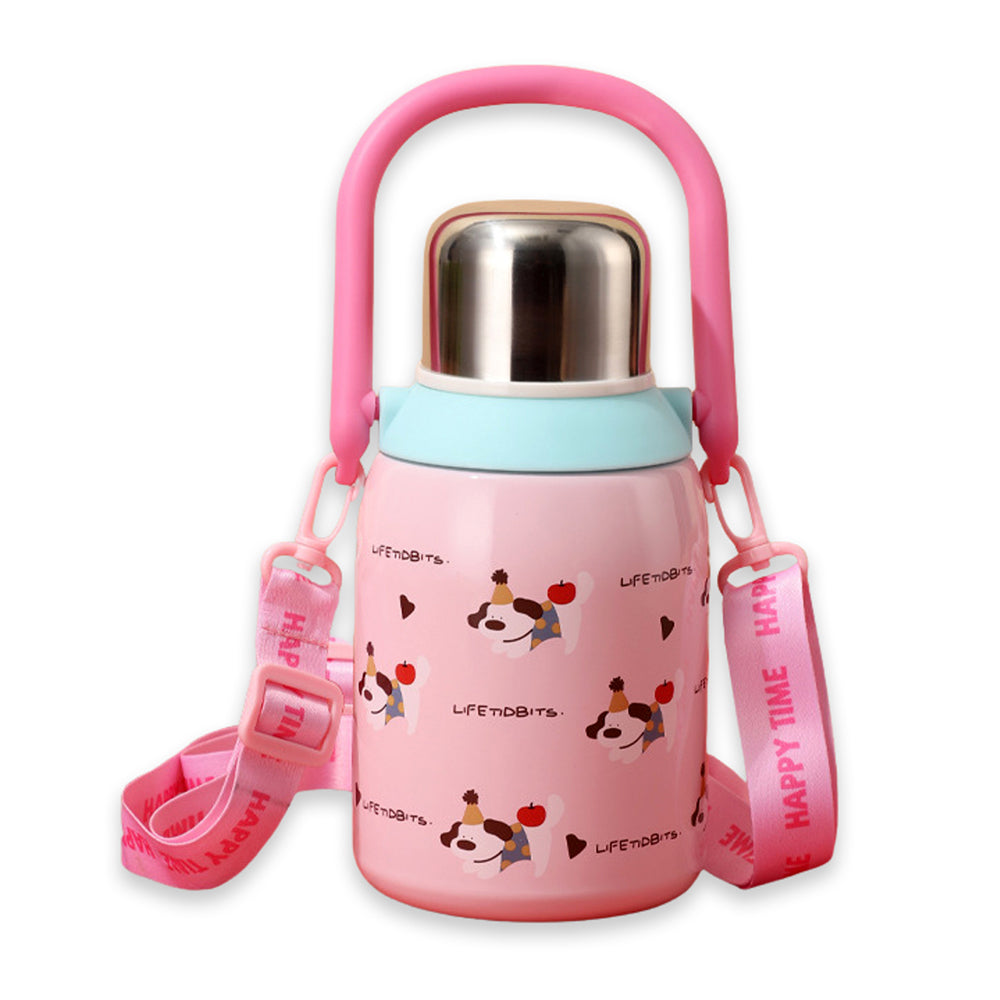 Party Hat Puppy Pink Stainless Steel premium insulated water Bottle, 800ml