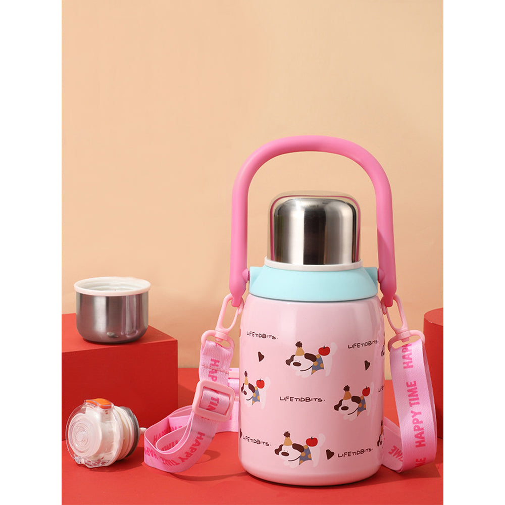 Party Hat Puppy Pink Stainless Steel premium insulated water Bottle, 800ml
