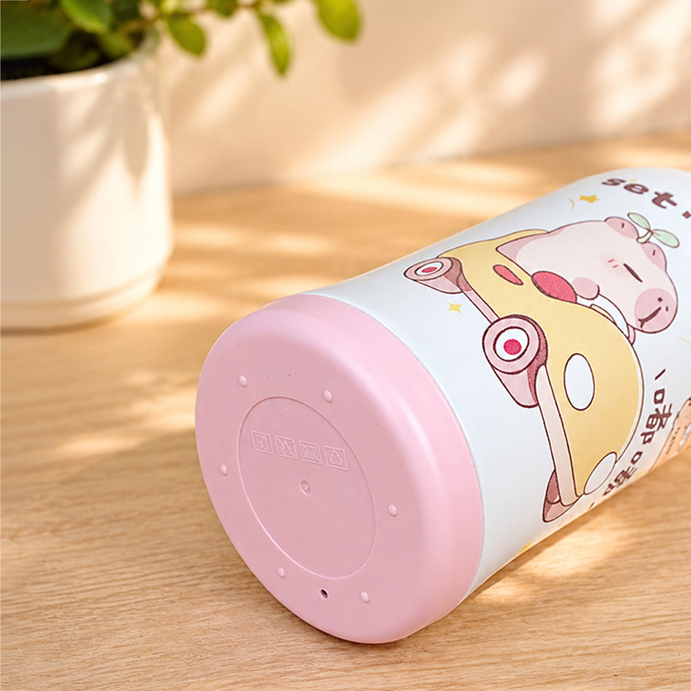 Pink Lid, Set Off Capybara Series, Stainless Steel Water Bottle for Kids, 600ml