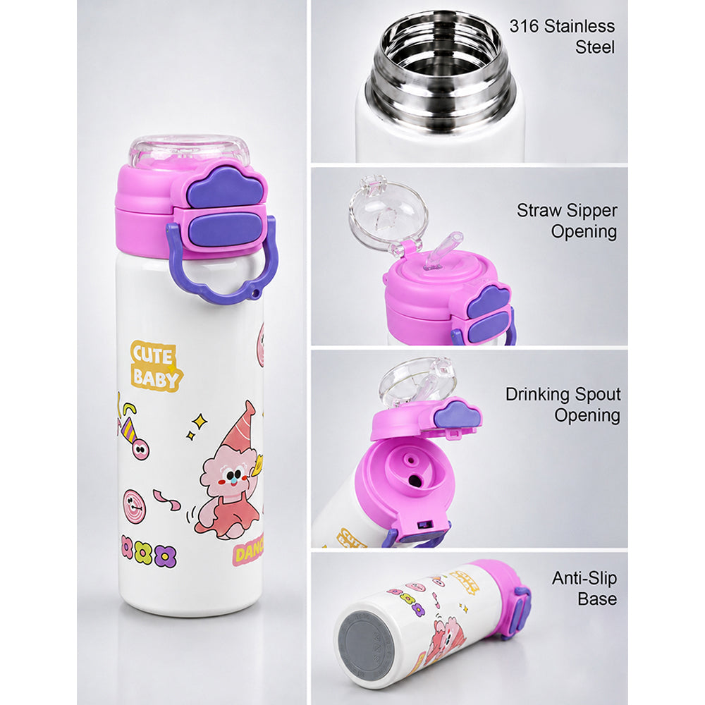 Pink Lid, Dance Buddy Series, Stainless Steel Water Bottle for Kids, 700ml