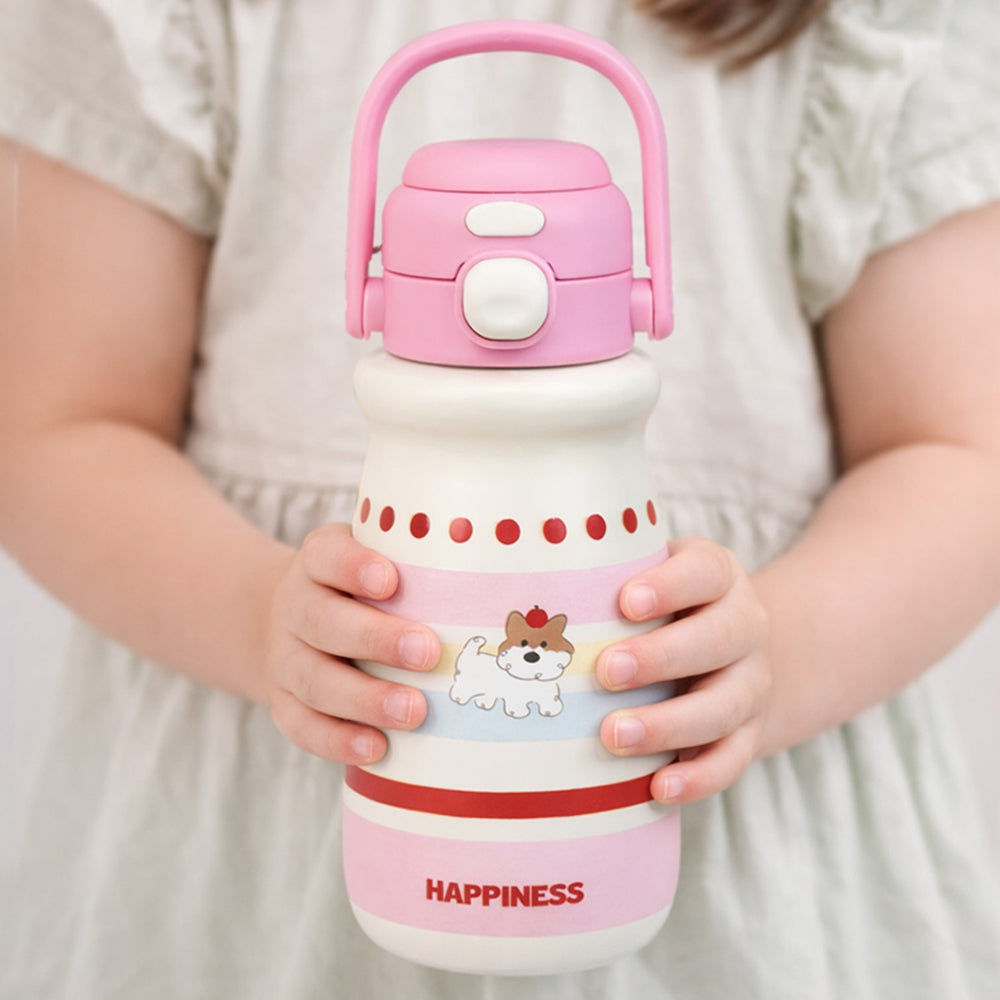 Pink Lid , Happiness  series, Stainless Steel Water Bottle for kids, 520ml