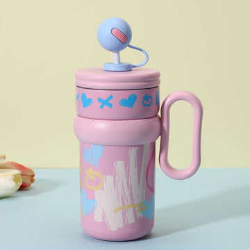 Pink Pastel XOXO series, Stainless Steel Tumbler and Water Bottle for Kids & Adults, 540ml
