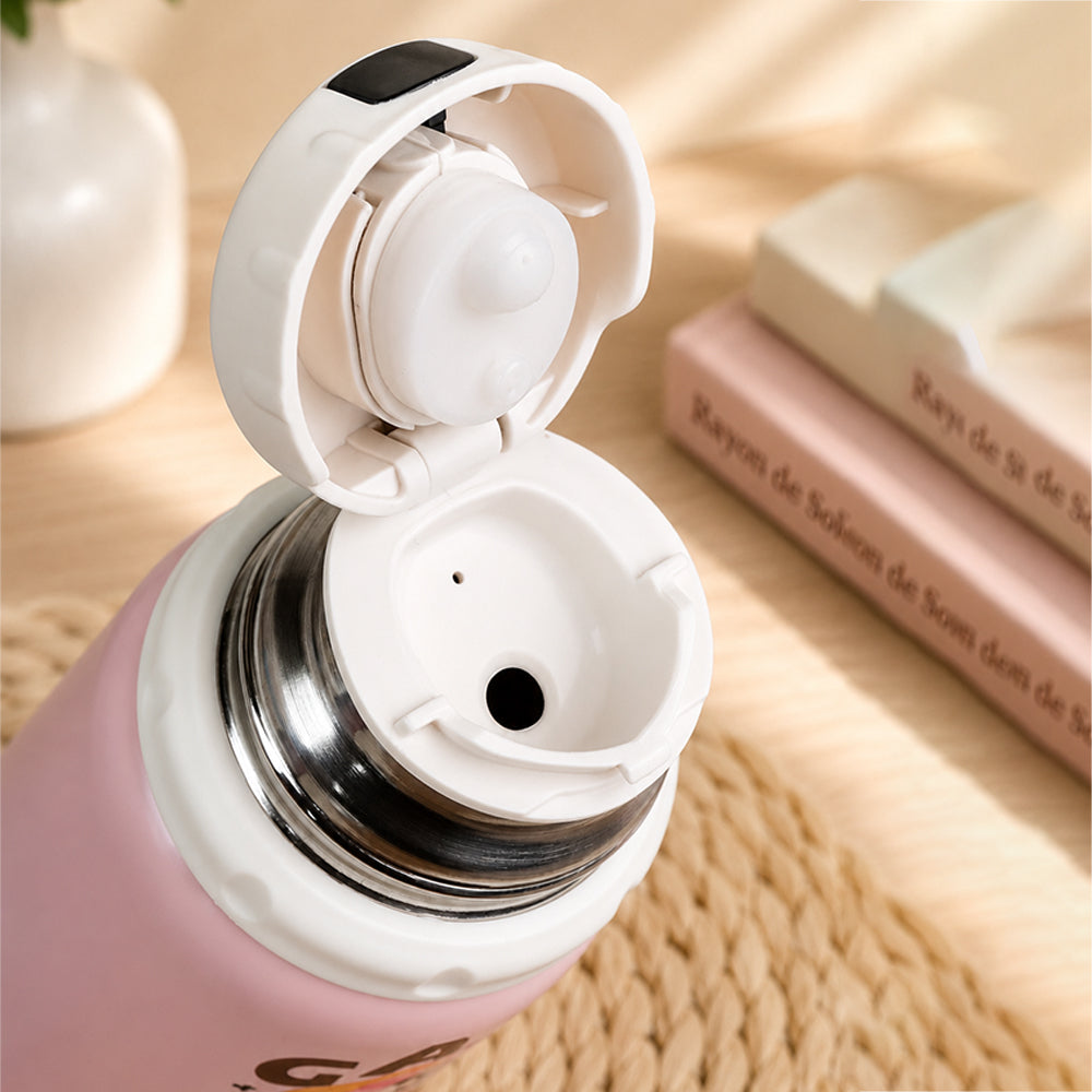 Pink White Game Design, Stainless Steel Thermos & Water Bottle for Kids, 600ml