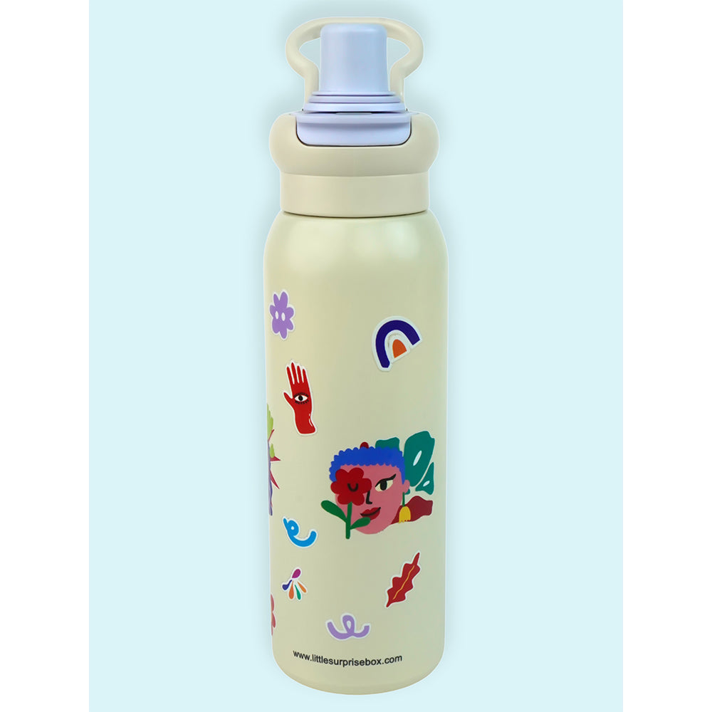 Purple Power Woman Flask Water Bottle, 600ml