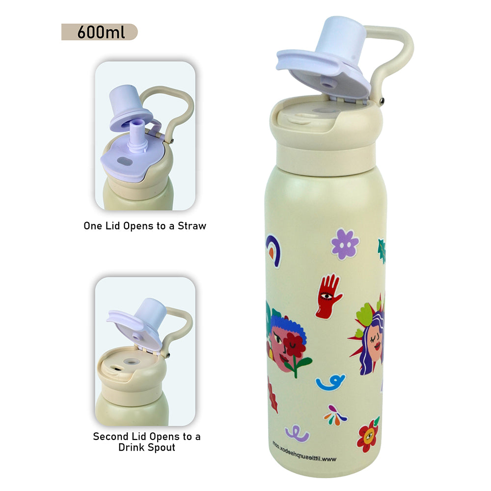 Purple Power Woman Flask Water Bottle, 600ml