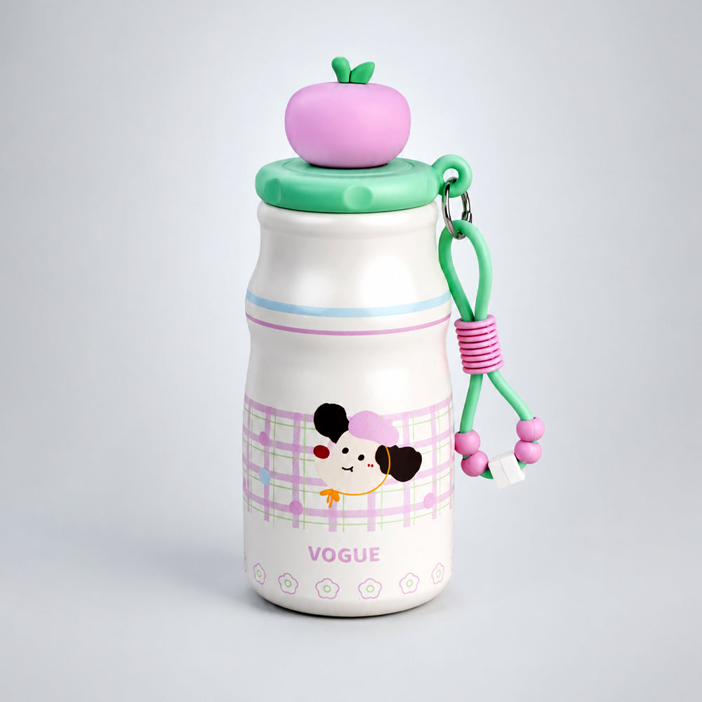 Puppy Checks, sleek Stainless Steel Water Bottle with Infuser attachment for Kids, 400ml