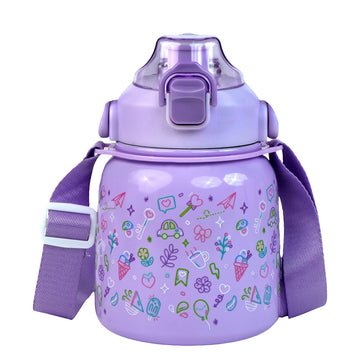 Light Purple Doodle Small Belly Bottle, 700ml