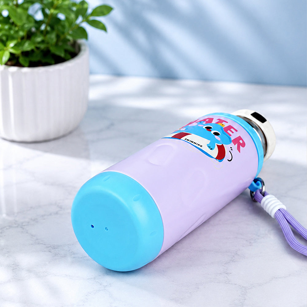 Purple Blue ,Water Swim Design, Stainless Steel Thermos & Water Bottle for Kids, 600ml
