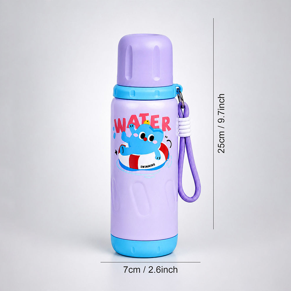 Purple Blue ,Water Swim Design, Stainless Steel Thermos & Water Bottle for Kids, 600ml