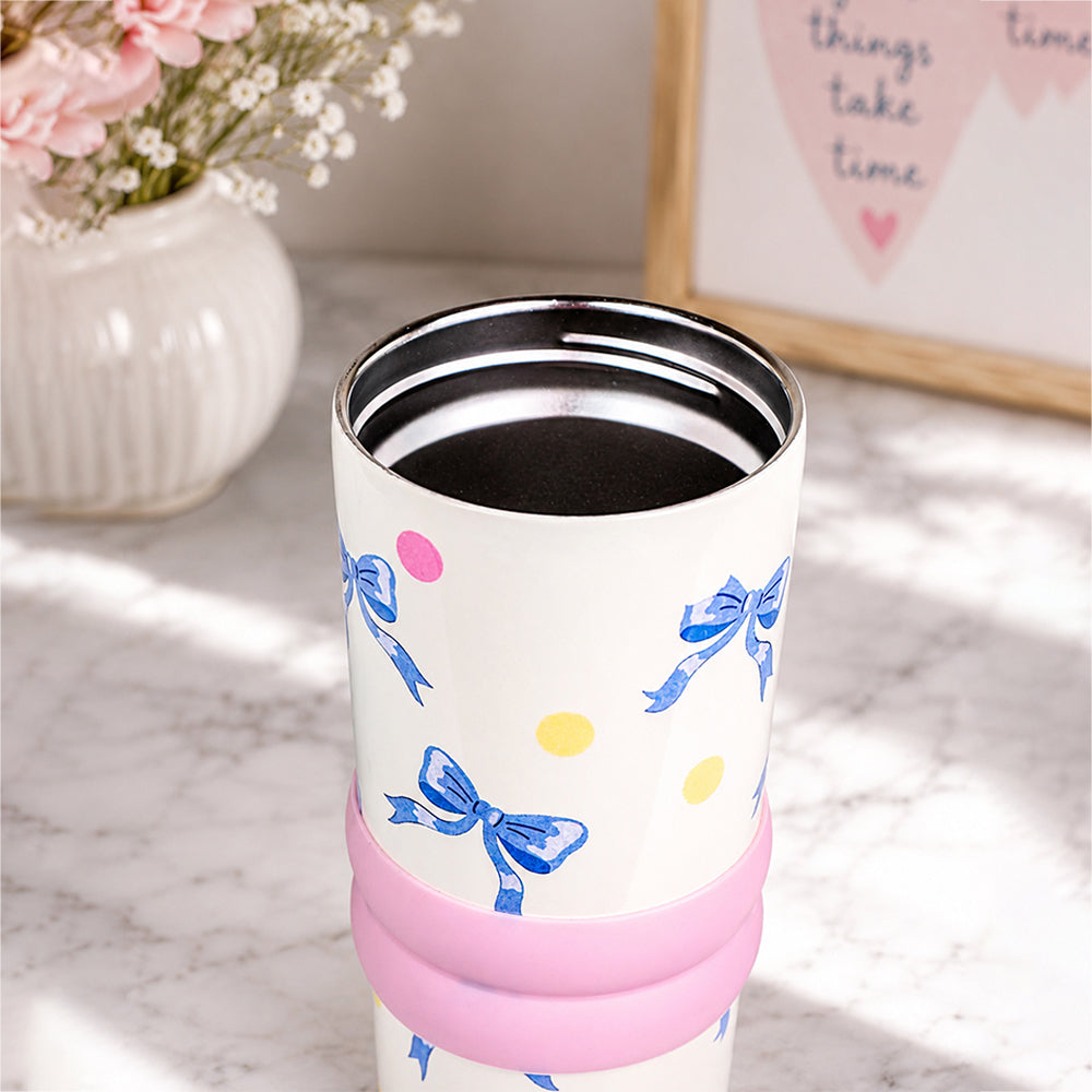 Purple Bows, Good Time Series, Stainless Steel Tumbler and Water Bottle for Kids & Adults, 710ml