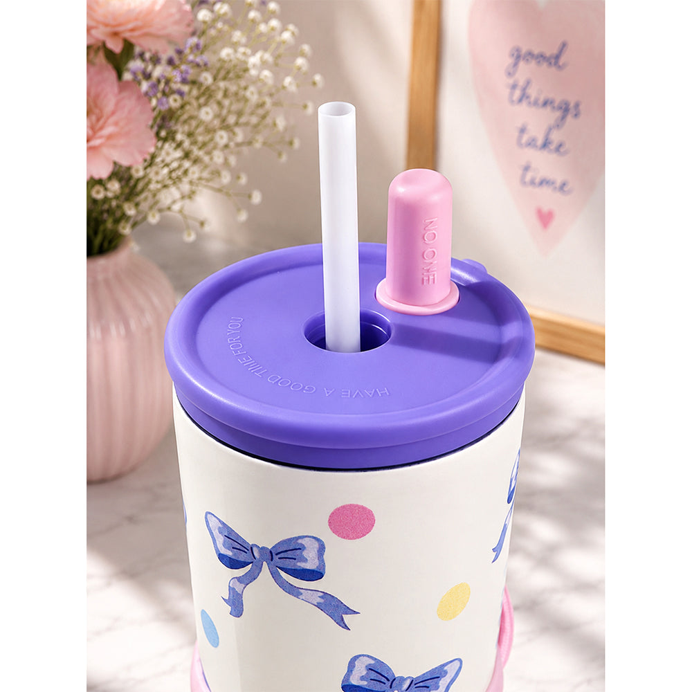 Purple Bows, Good Time Series, Stainless Steel Tumbler and Water Bottle for Kids & Adults, 710ml