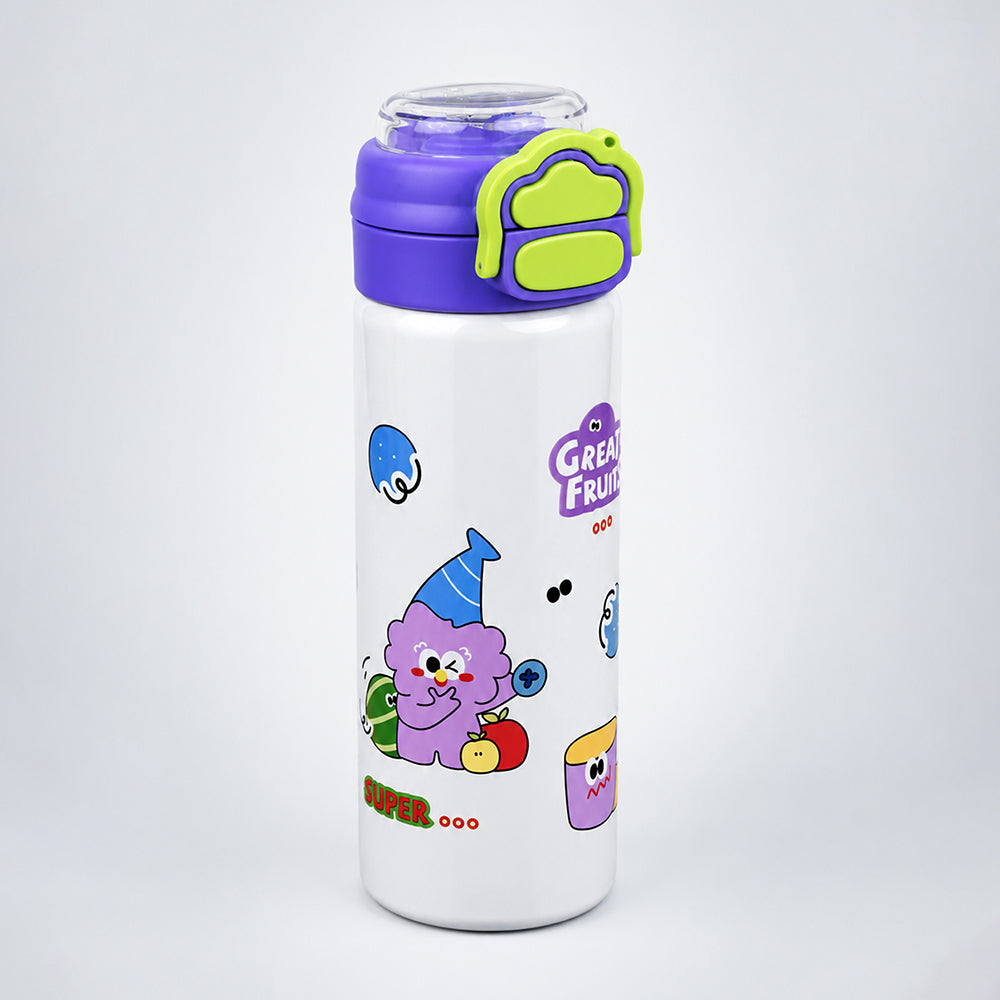 Purple Lid, Fruit Buddy Series, Stainless Steel Water Bottle for Kids, 700ml