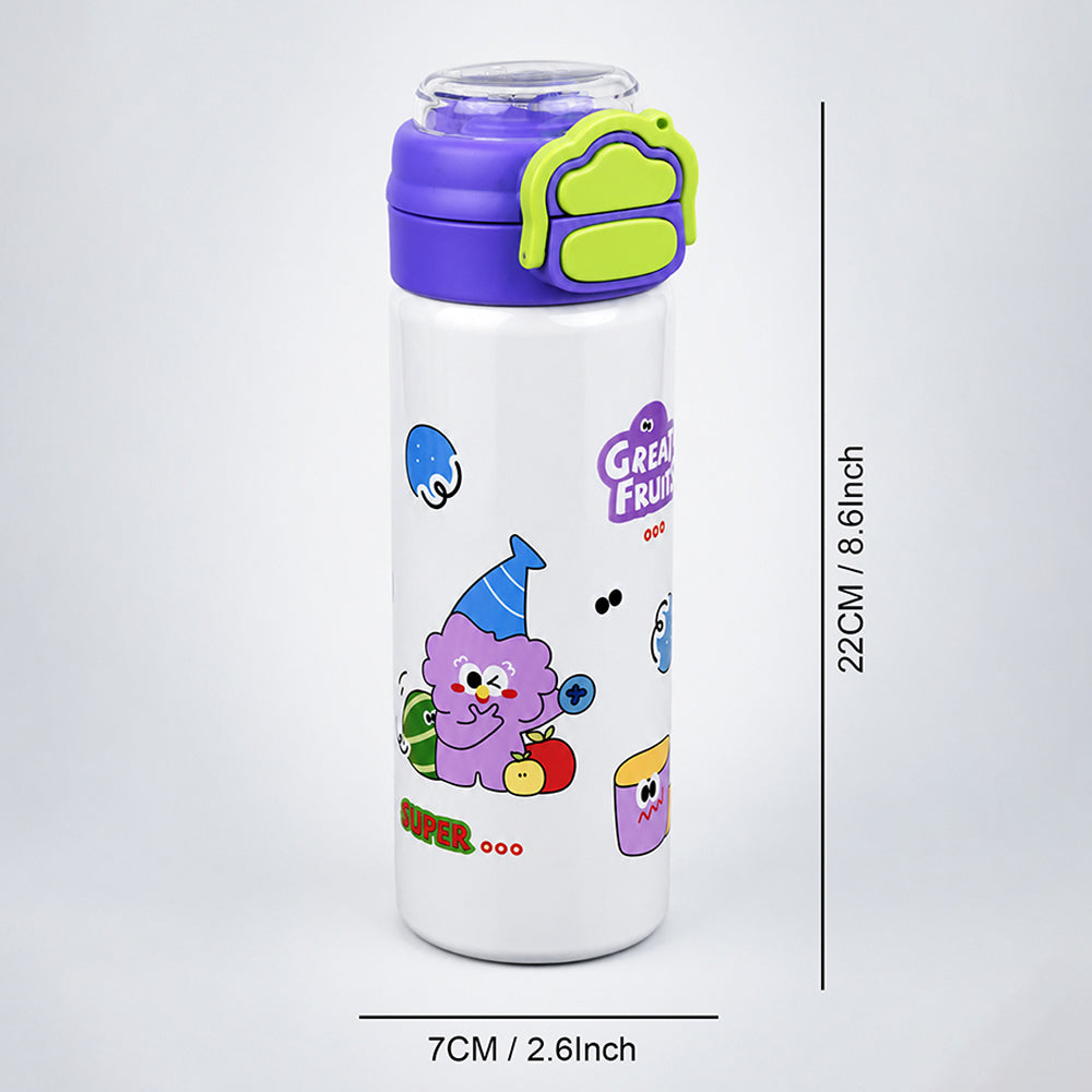 Purple Lid, Fruit Buddy Series, Stainless Steel Water Bottle for Kids, 700ml