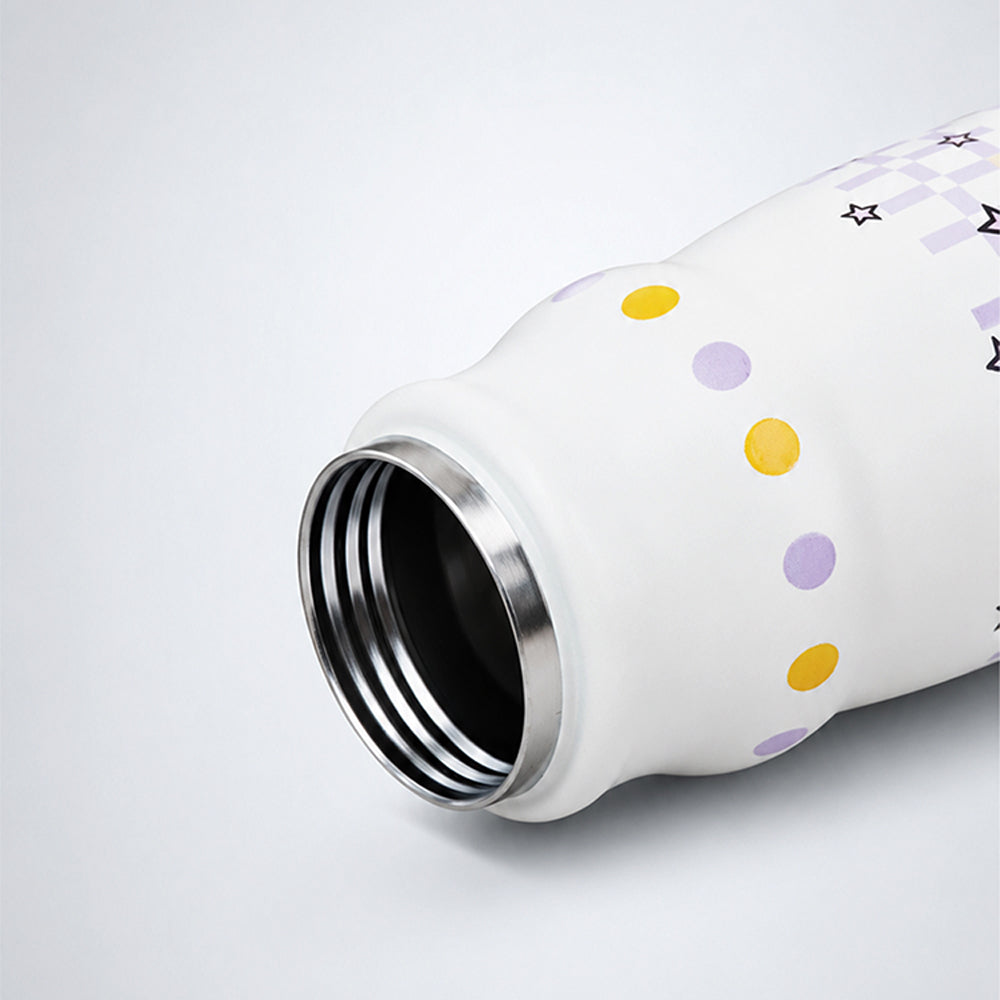 Purple Stars, sleek Stainless Steel Water Bottle with Infuser attachment for Kids, 400ml
