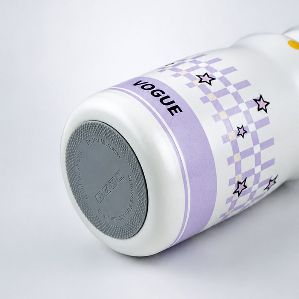 Purple Stars, sleek Stainless Steel Water Bottle with Infuser attachment for Kids, 400ml
