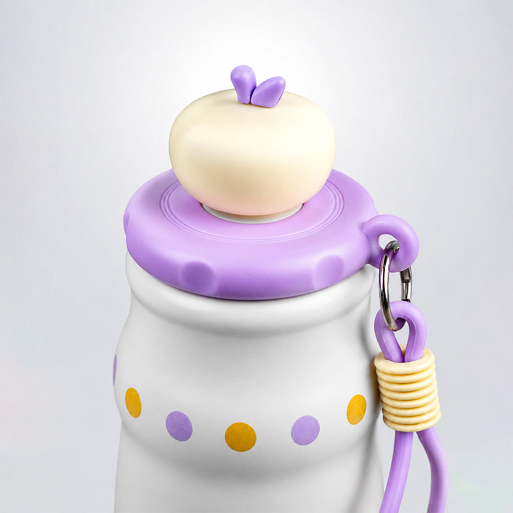 Purple Stars, sleek Stainless Steel Water Bottle with Infuser attachment for Kids, 400ml