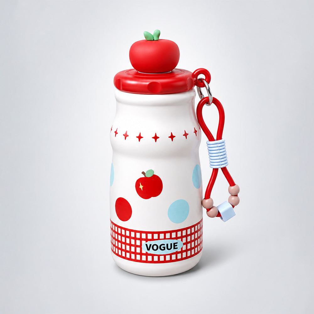 Red Apple, sleek Stainless Steel Water Bottle with Infuser attachment for Kids, 400ml