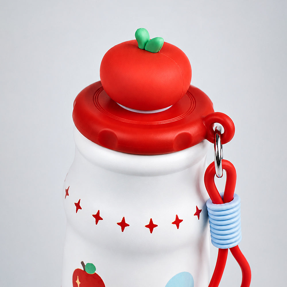 Red Apple, sleek Stainless Steel Water Bottle with Infuser attachment for Kids, 400ml