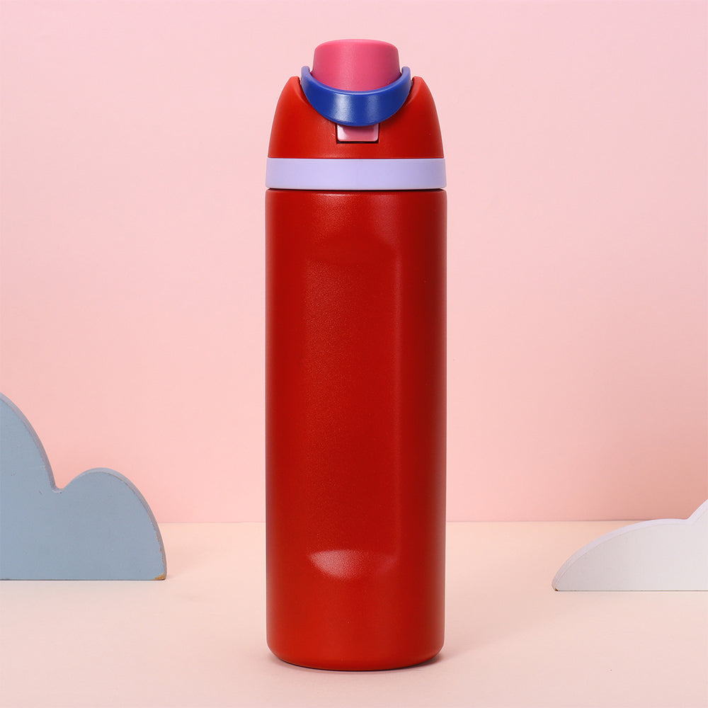 Red Flip Lid styled  Premium Stainless steel Double Wall Bottle for Office, Gym and School, 750ML