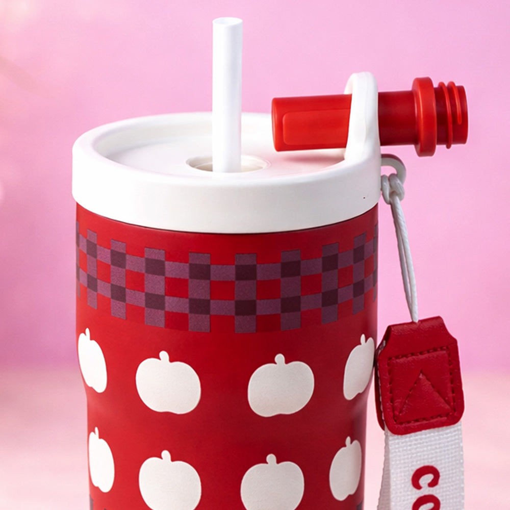 Red Checks Apple ,  Rich Series, Stainless Steel Tumbler and Water Bottle for kids, Teens and Adults, 560 ml