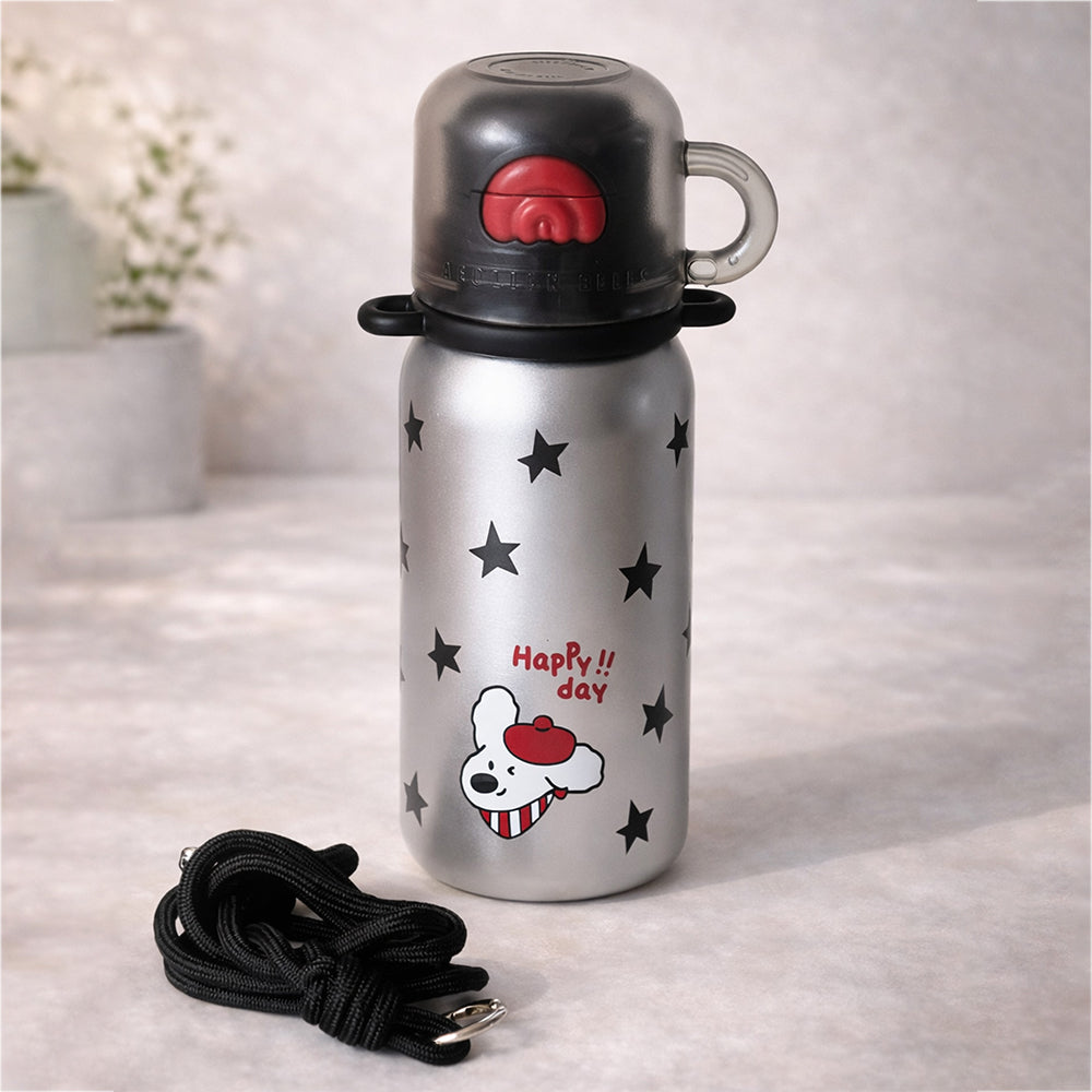 Silver Black Star Cuplid Series,  Stainless Steel Kids Water Bottle , 500ml