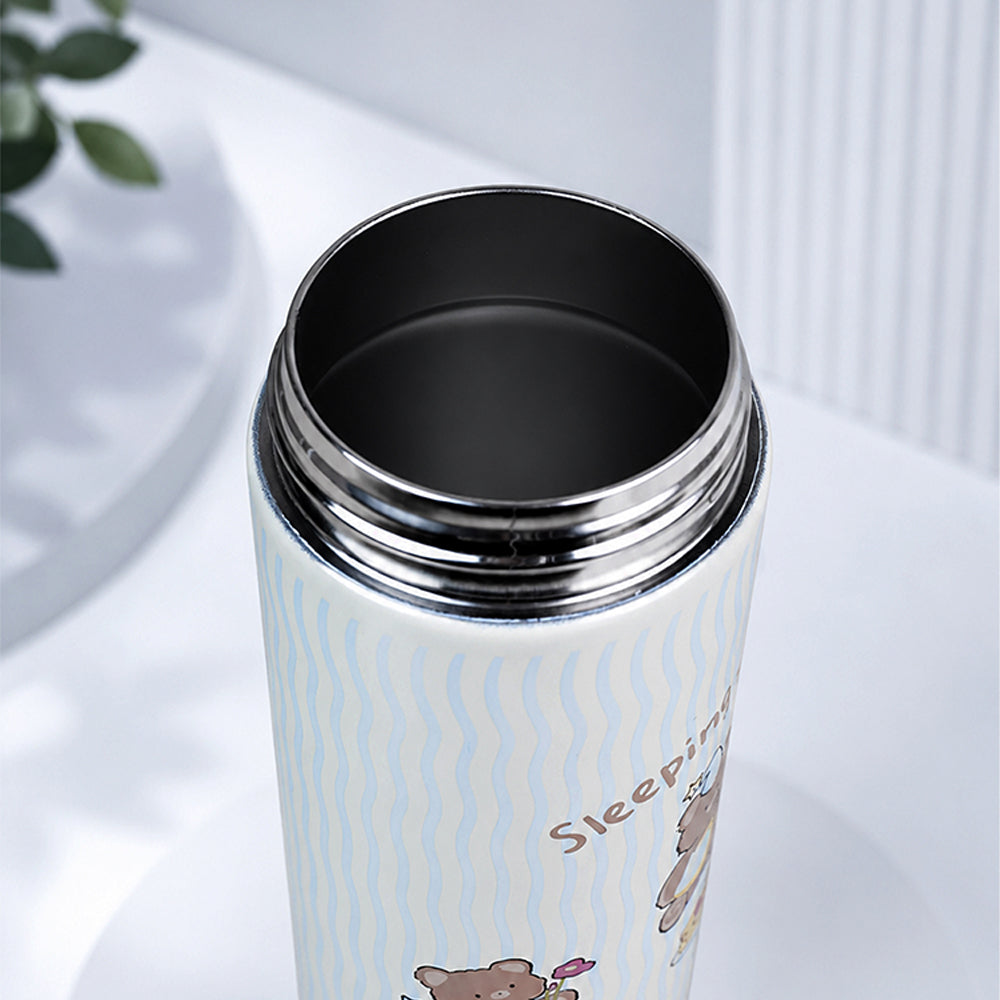 Sleeping Bear, Yellow Ball Lid Series, Stainless Steel Tumbler and Water Bottle for Kids & Adults, 650ml