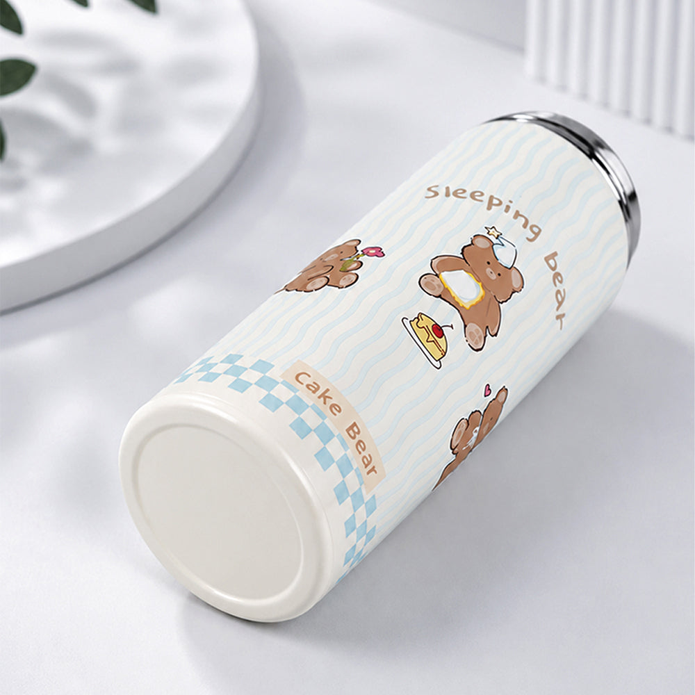 Sleeping Bear, Yellow Ball Lid Series, Stainless Steel Tumbler and Water Bottle for Kids & Adults, 650ml