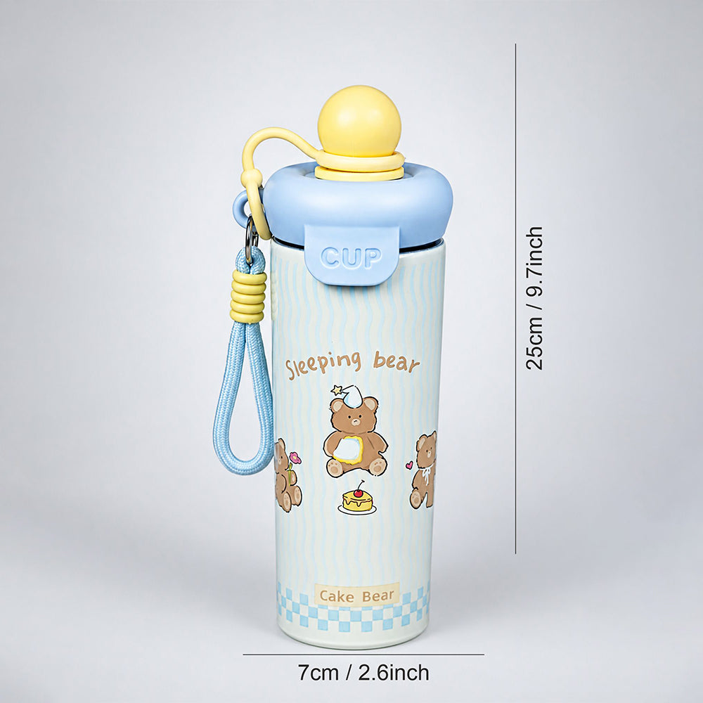 Sleeping Bear, Yellow Ball Lid Series, Stainless Steel Tumbler and Water Bottle for Kids & Adults, 650ml