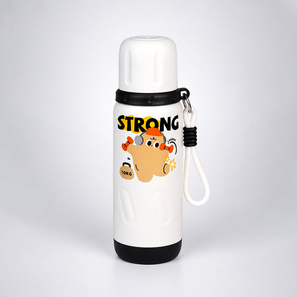 Strong Workout Design, Stainless Steel Thermos & Water Bottle for Kids, 600ml