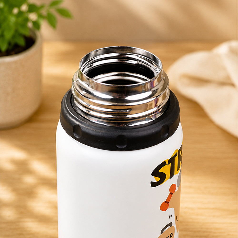 Strong Workout Design, Stainless Steel Thermos & Water Bottle for Kids, 600ml