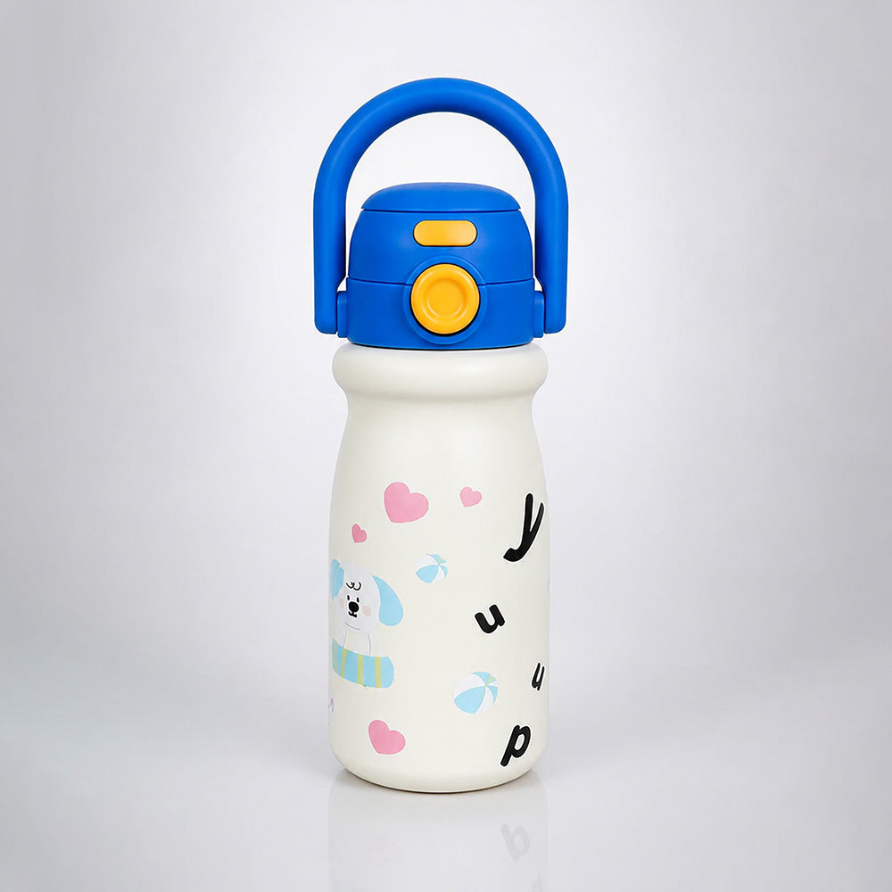 White Blue Puppy Design, Best Series, Stainless Steel Water Bottle for Kids, 500ml