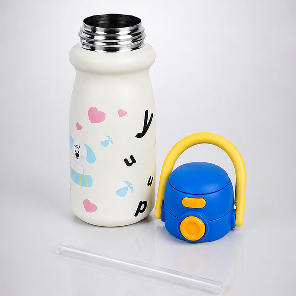 White Blue Puppy Design, Best Series, Stainless Steel Water Bottle for Kids, 500ml