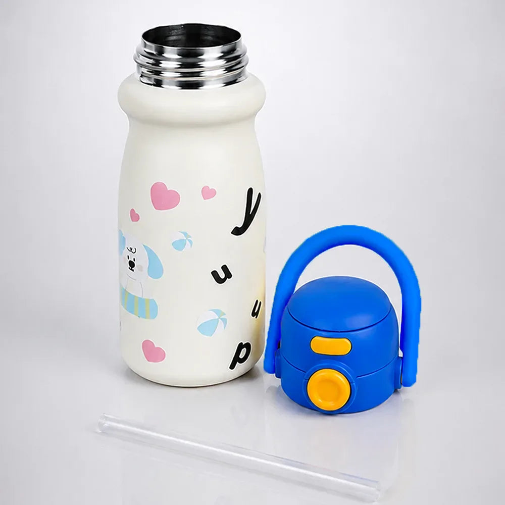White Blue Puppy Design, Best Series, Stainless Steel Water Bottle for Kids, 500ml